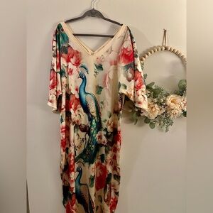 Floral Peacock Print Dress/Tunic